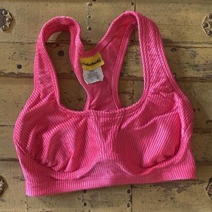 80s 90s RETRO SPORTS BRA TOP WONDERBODY HOT PINK RIBBED 90s CROP TOP SPORTS BRA